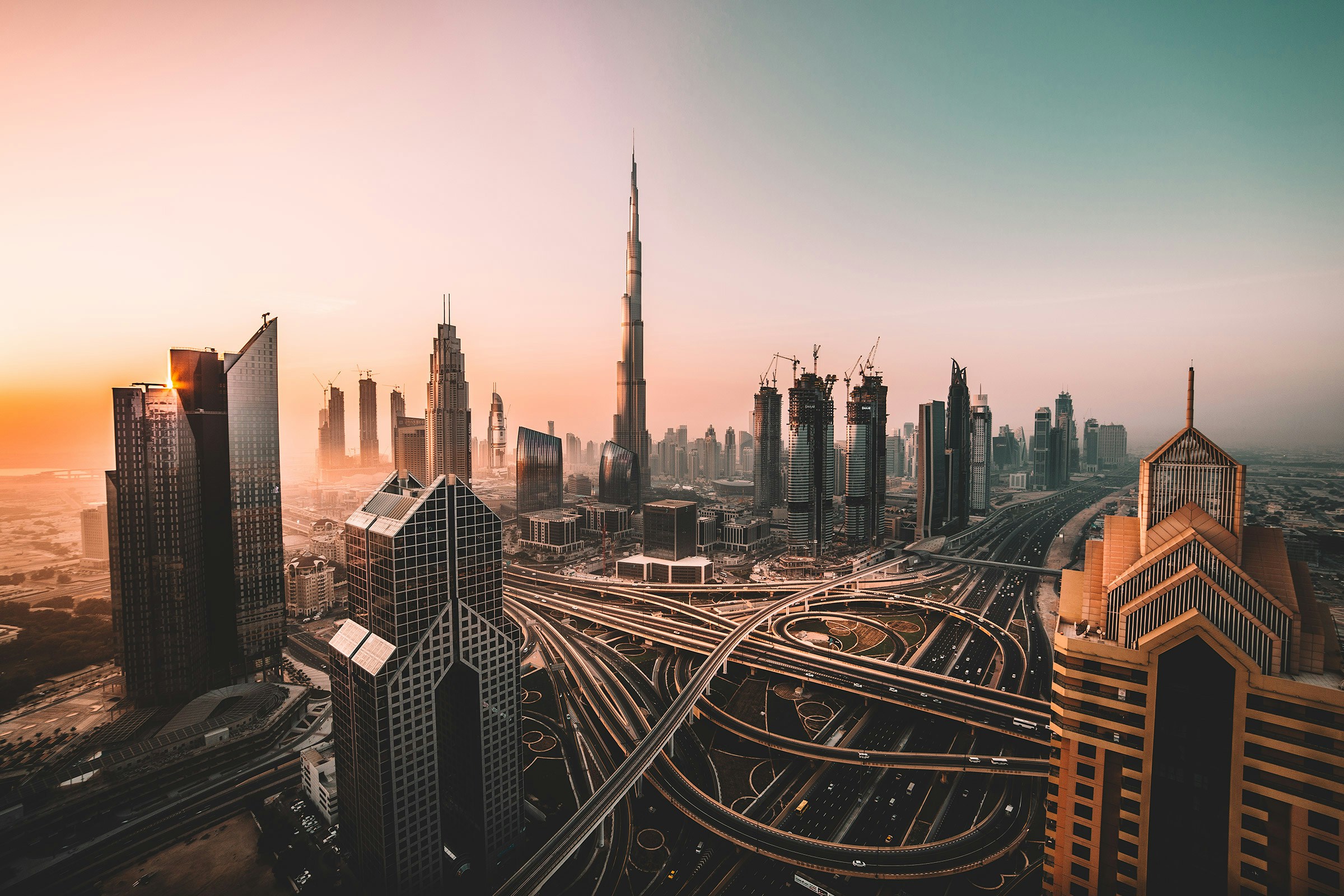Dubai skyline with the Burj Al Arab