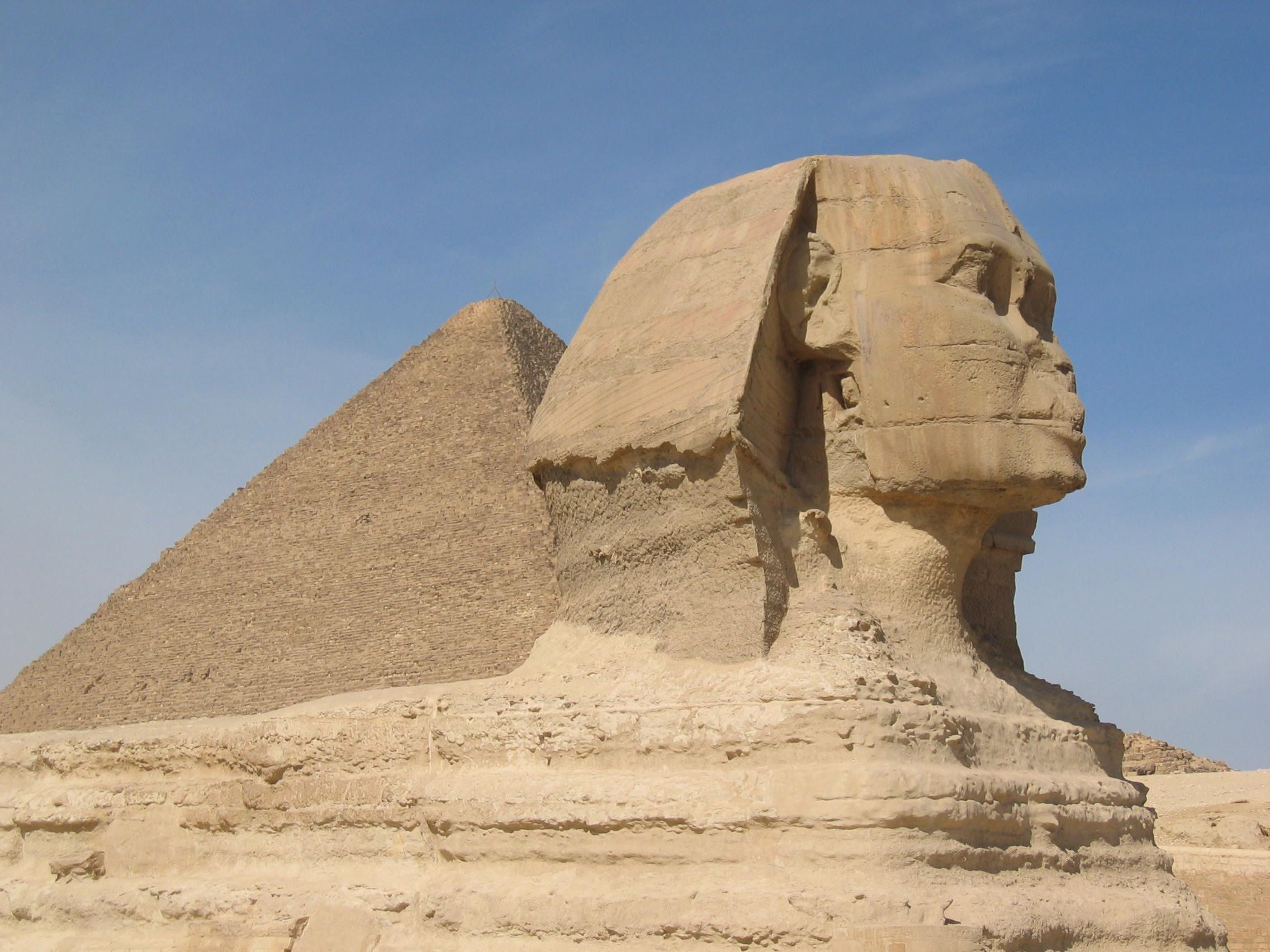 The Sphinx and a pyramid at Giza, Egypt